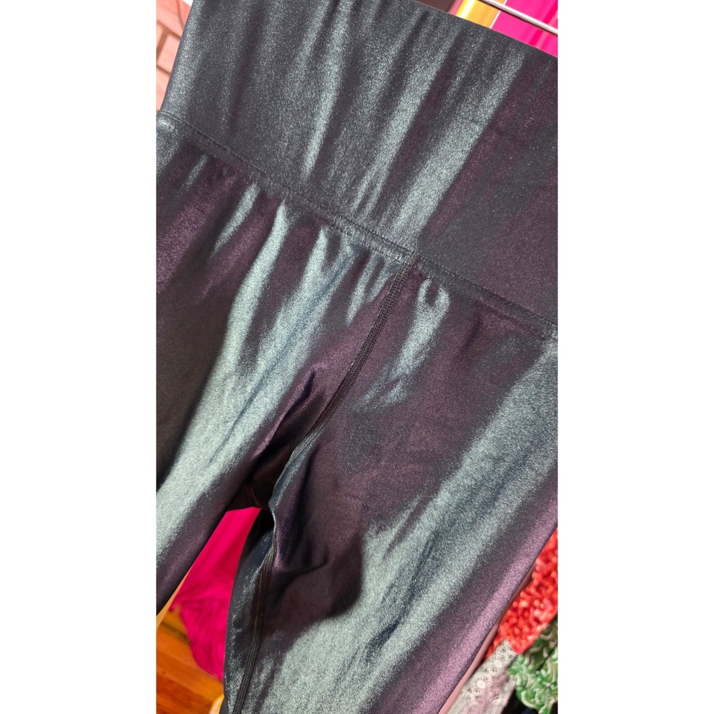 Carbon38 Metallic High Rise Leggings Small Black Shimmer 7/8 Yoga Pants - Picture 3 of 8